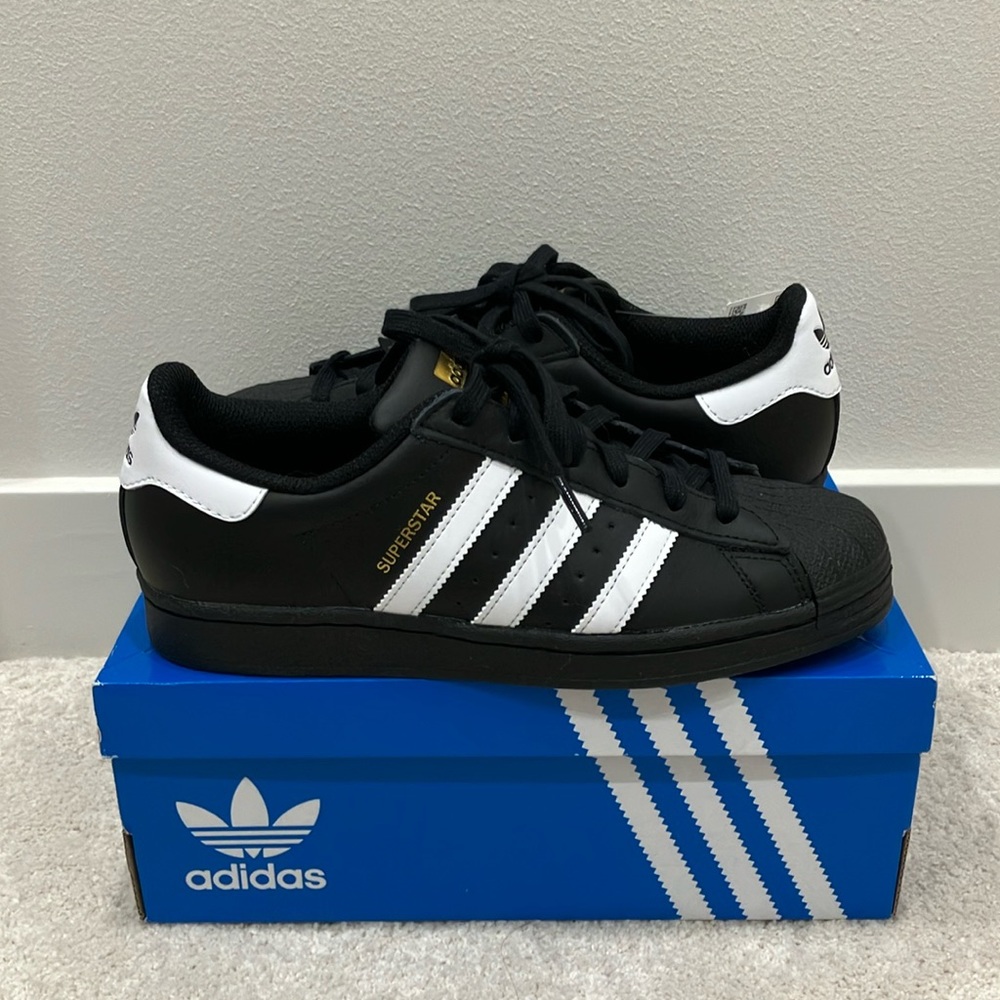NIB Adidas Superstar Black and White, Size 6.5